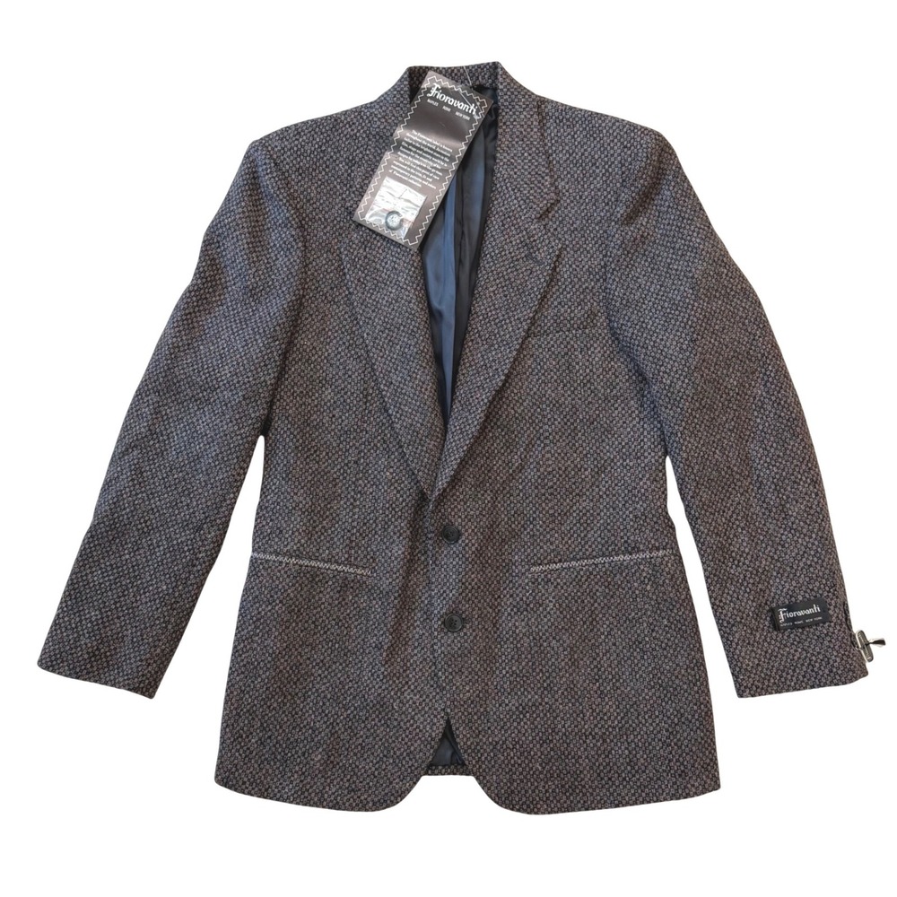 Fioravanti Charcoal Gray Patterned Wool Vintage Two-Button Sport Coat Blazer NWT